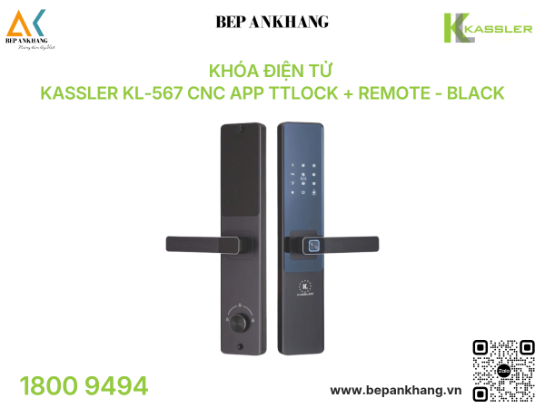 Khóa điện tử Kassler KL-567 CNC App TTlock + Remote - Black